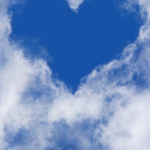 heart, clouds, sky